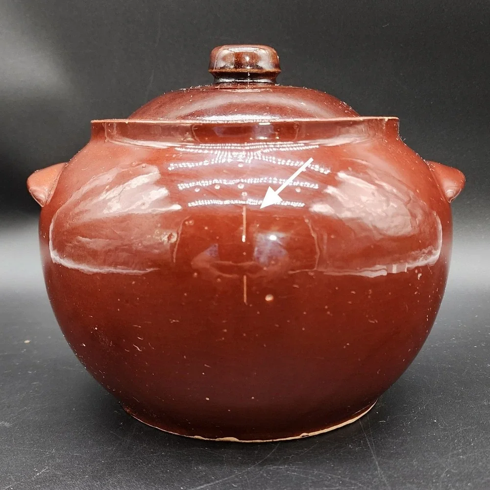 Watt 76 Brown Pottery Bean Pot Lid USA Oven Ware Vintage Farmhouse Kitchen Decor